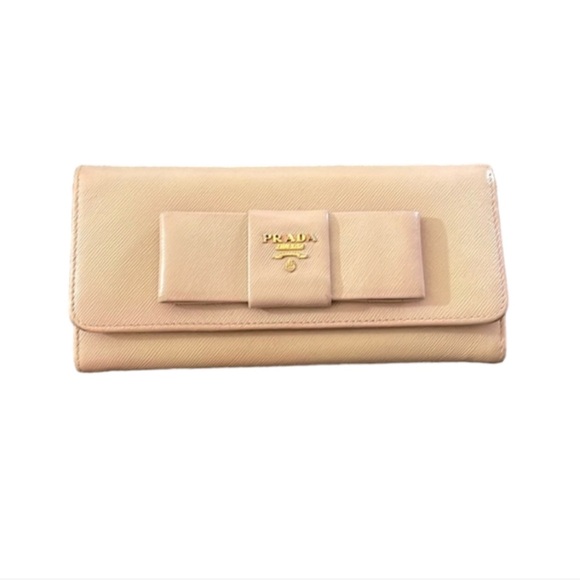 Prada Handbags - Prada Double Snap Wallet with Bow EUC